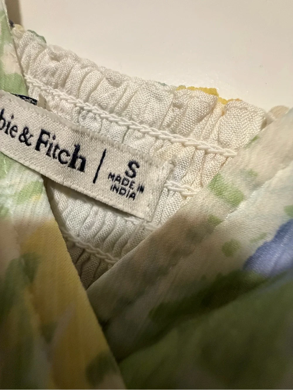 Abercrombie & Fitch Pastel Floral V-Neck Dress in Cream, Yellow & Blue